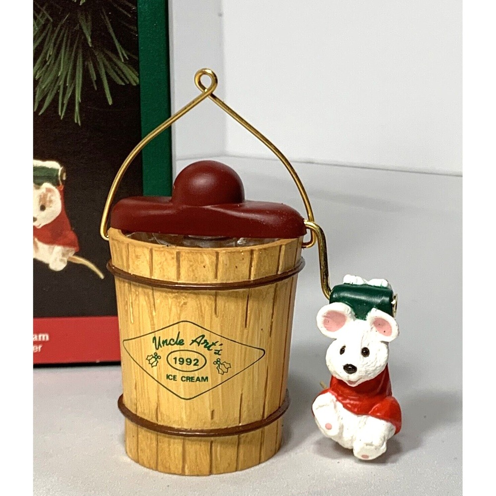 Hallmark Keepsake Ornament Uncle Art's Ice Cream 1992 Christmas Mouse Churn